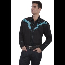 Scully Embroided Scroll With Metal Studs Shirt Turquoise Size XL
